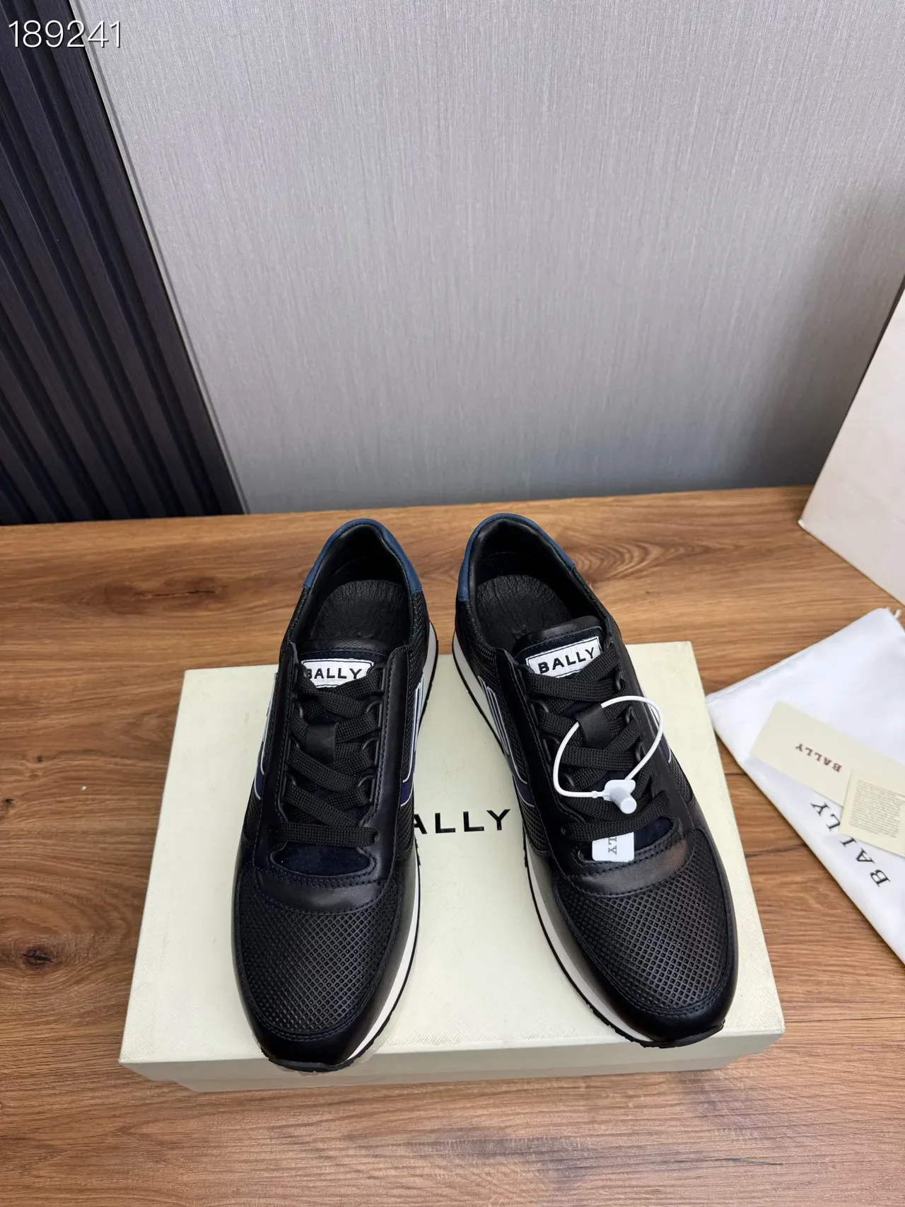 Bally Black Navy Mixed-Material Upper Perforated Mesh Sneakers 5