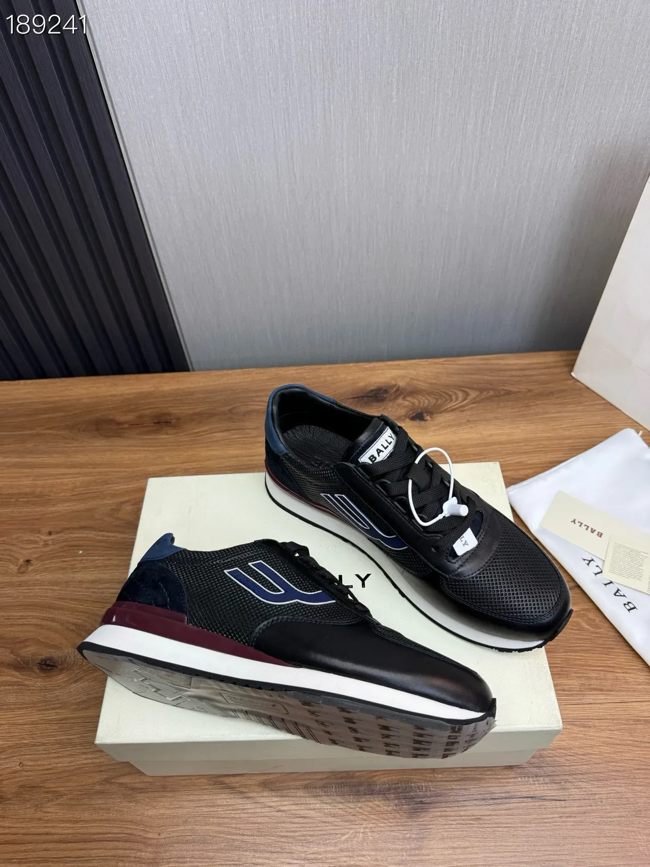 Bally Black Navy Mixed-Material Upper Perforated Mesh Sneakers 6