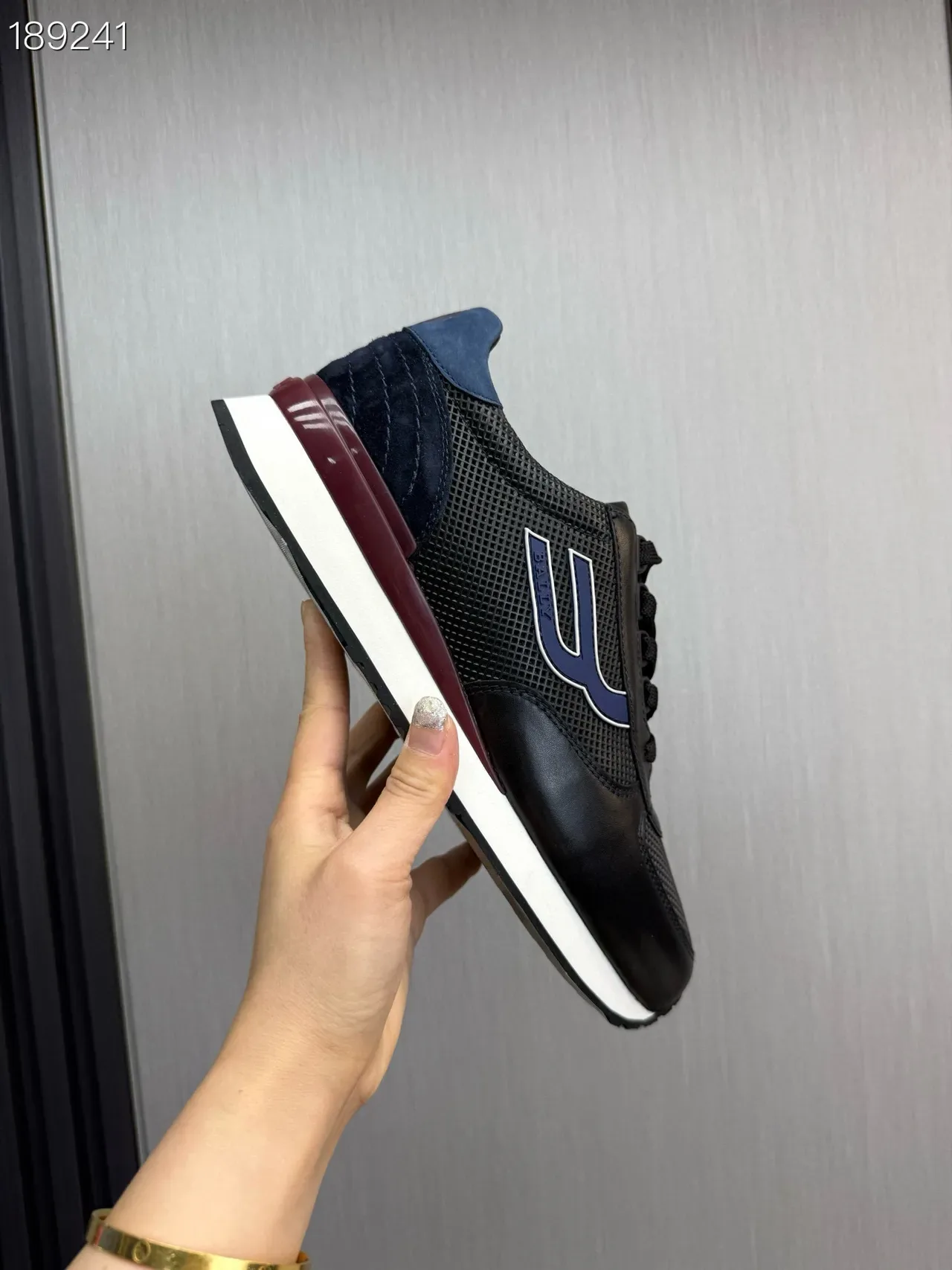 Bally Black Navy Mixed-Material Upper Perforated Mesh Sneakers 7