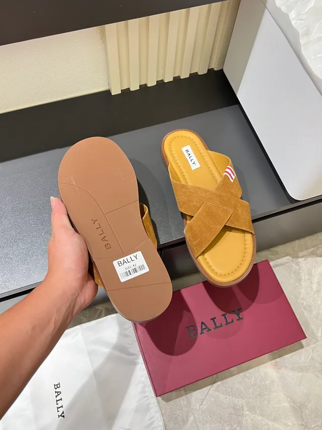 Bally Crisscross Strap Suede Slippers 2