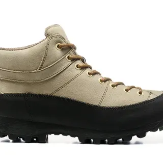 Beige and Black Mid-Cut Lace-Up Hiking Boot