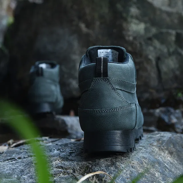 Beige and Black Mid-Cut Lace-Up Hiking Boot 19