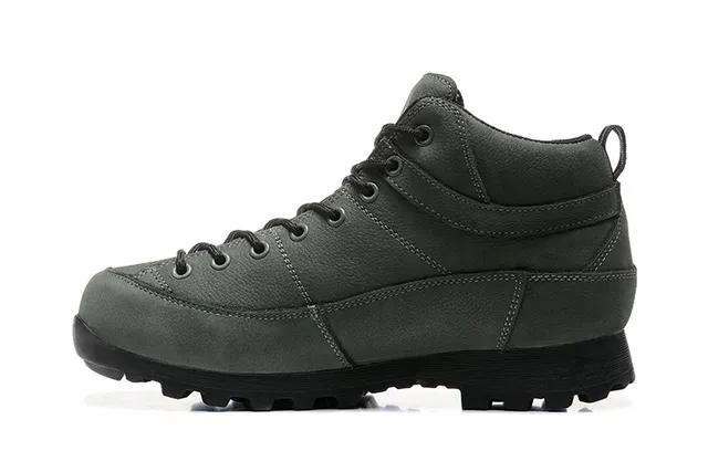 Beige and Black Mid-Cut Lace-Up Hiking Boot 21