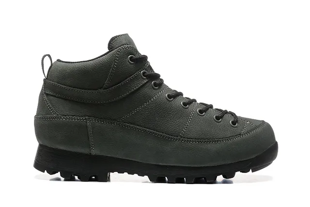 Beige and Black Mid-Cut Lace-Up Hiking Boot 23