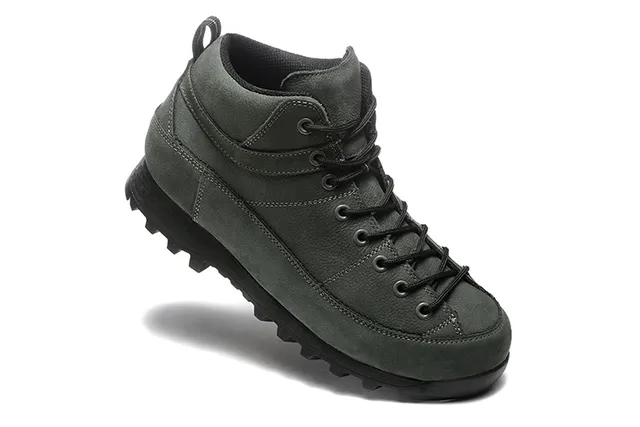 Beige and Black Mid-Cut Lace-Up Hiking Boot 24