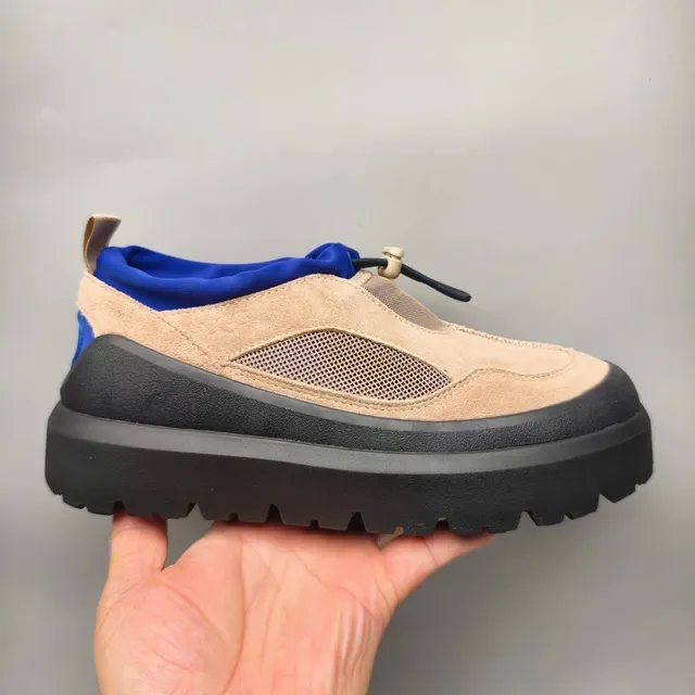 Beige and Blue Slip-On Platform Sneaker 2
