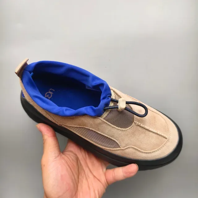 Beige and Blue Slip-On Platform Sneaker 3