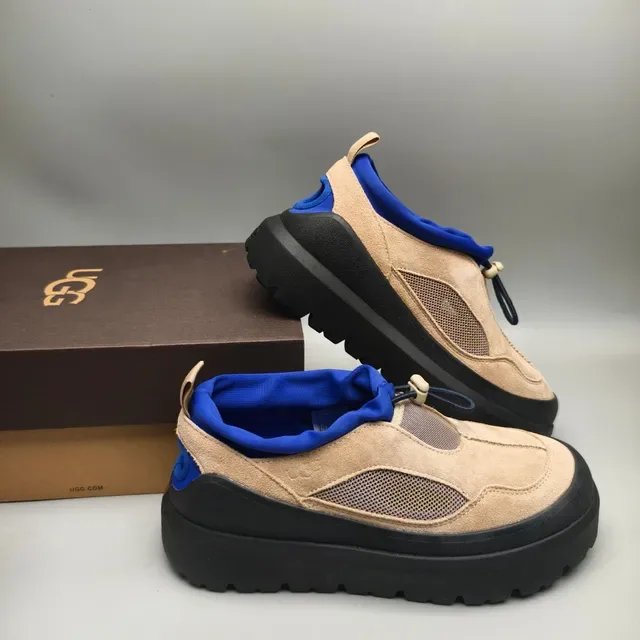 Beige and Blue Slip-On Platform Sneaker 6