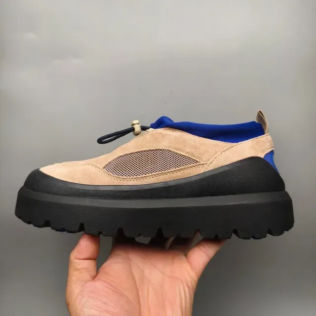Beige and Blue Slip-On Platform Sneaker 7