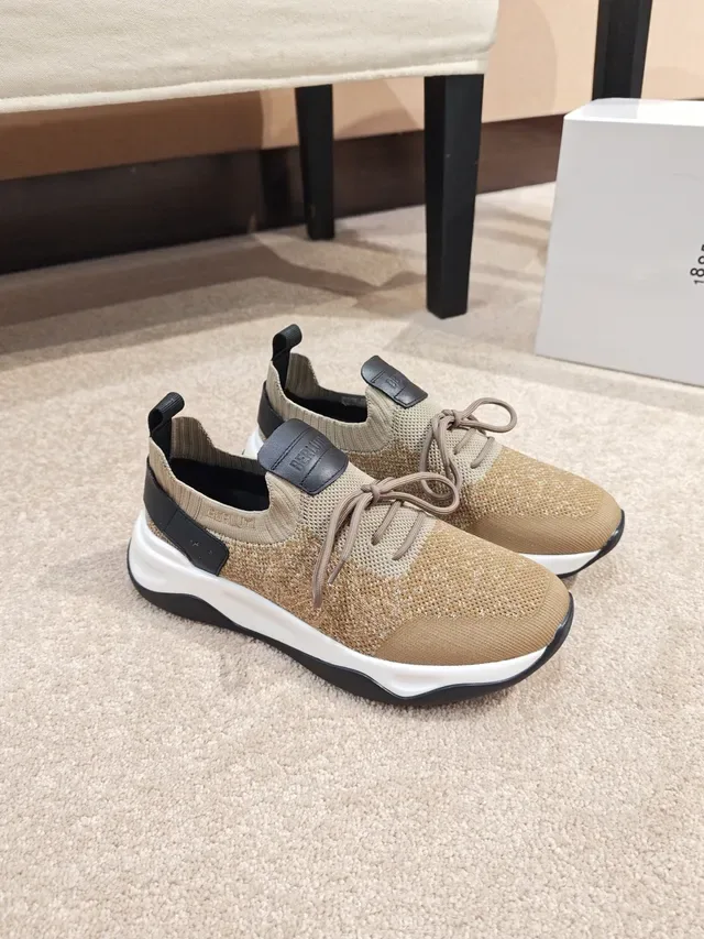 Beige Black Knit Upper Sculpted Midsole Sneakers 5