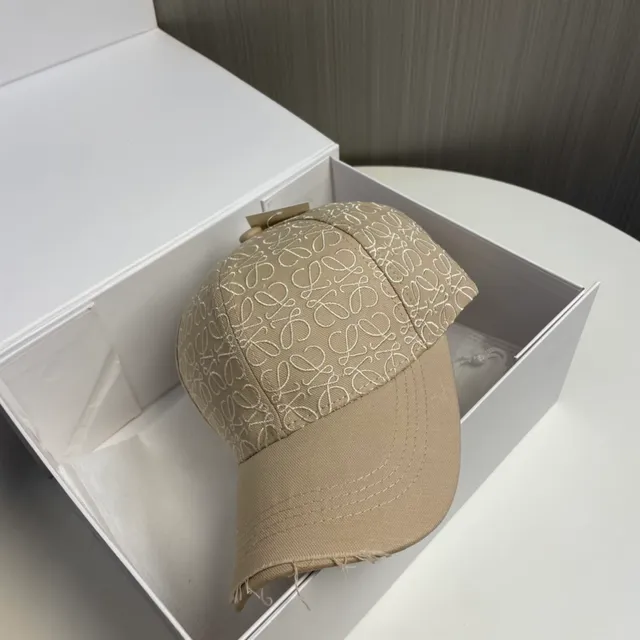 Beige Embroidered Monogram Baseball Cap 3
