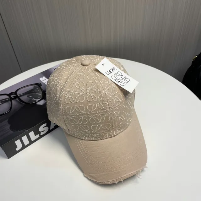 Beige Embroidered Monogram Baseball Cap 4