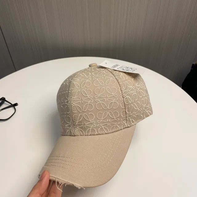 Beige Embroidered Monogram Baseball Cap 9
