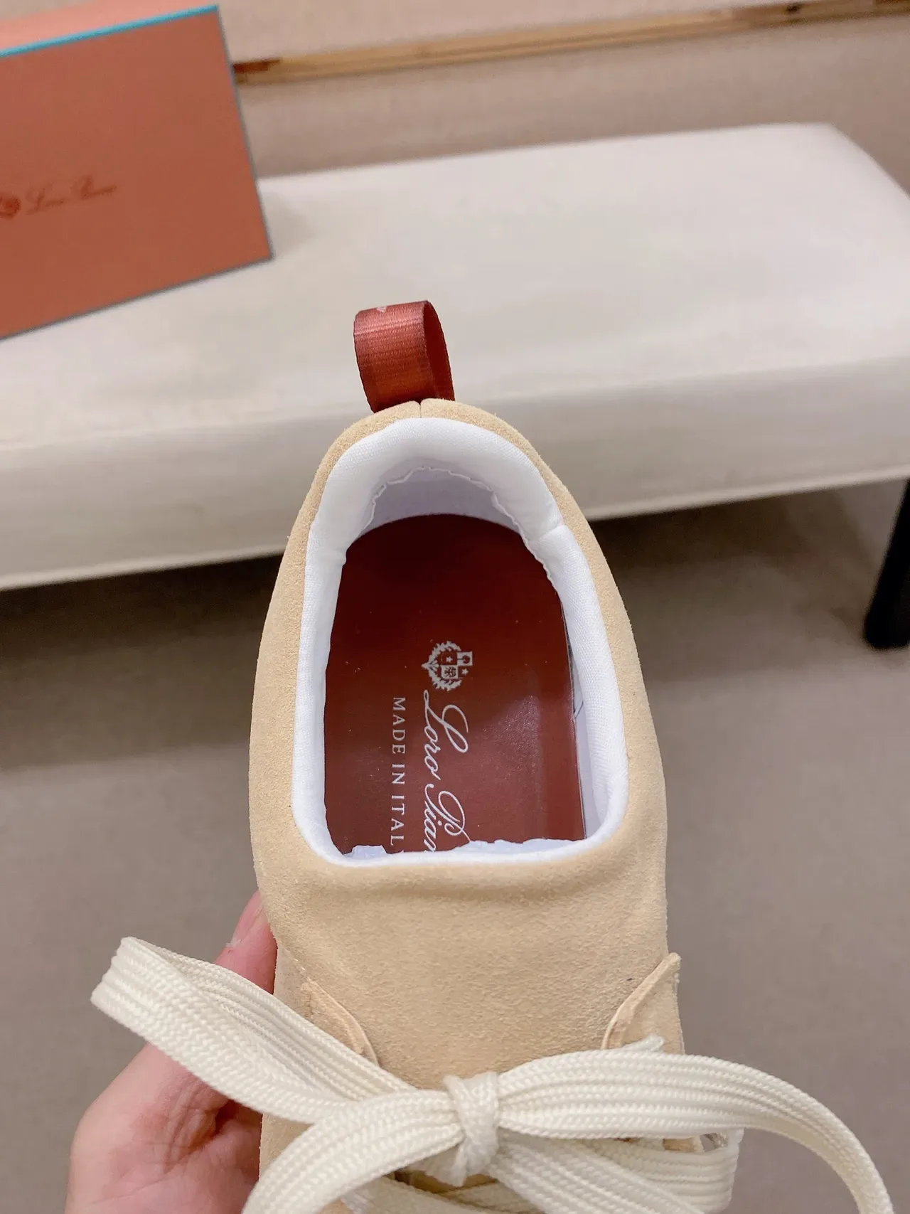 Beige Red Suede Upper Contrast Toe Cap Sneakers 4