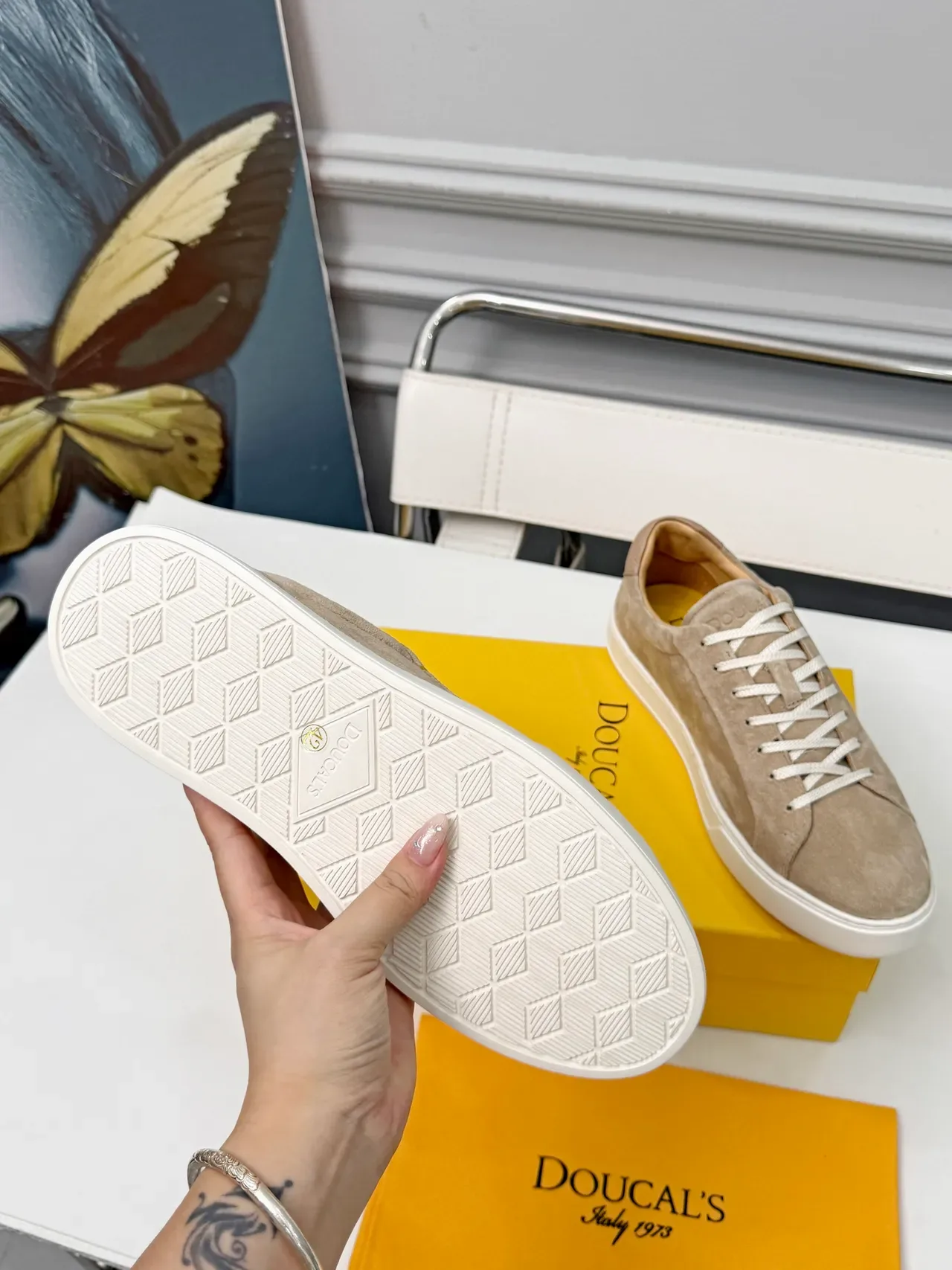 Beige Suede Low-Top Lifestyle Sneakers 2