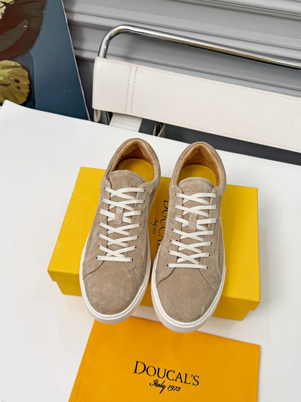 Beige Suede Low-Top Lifestyle Sneakers 5