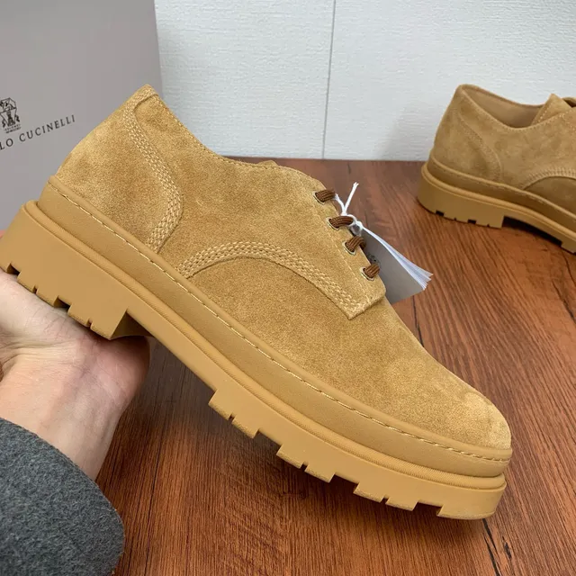 Beige Suede Upper Chunky Lug Sole Casual Shoes 2