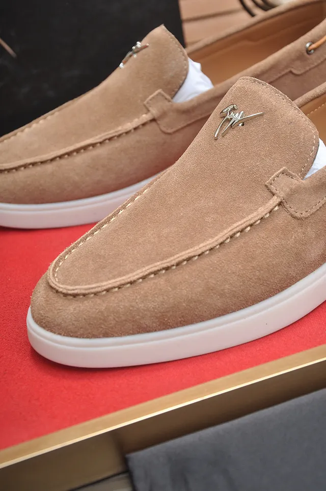 Beige Suede Upper Moc-Toe Stitching Loafer 8