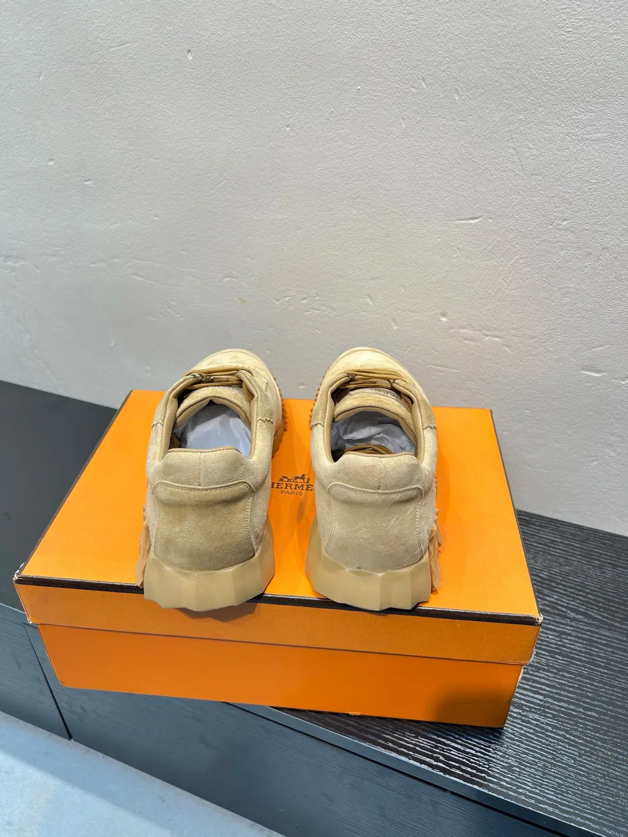Beige Suede Upper Sculpted Ribbed Midsole Sneakers 6