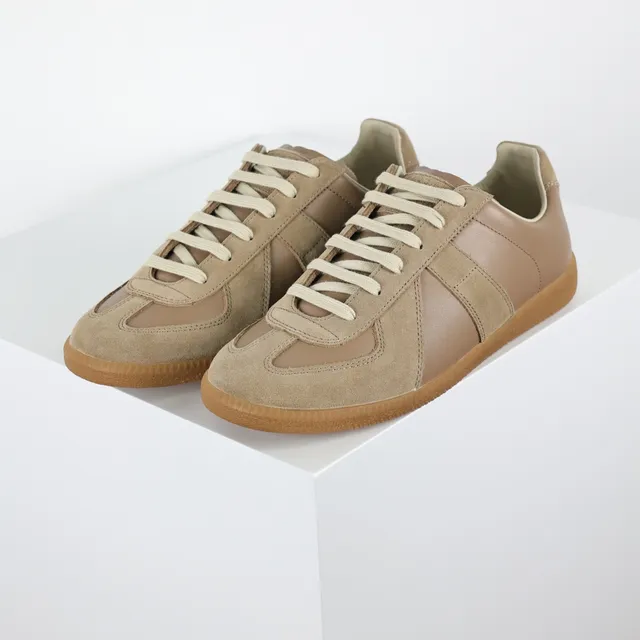 Beige Two-Tone Suede and Leather Lifestyle Sneakers 2