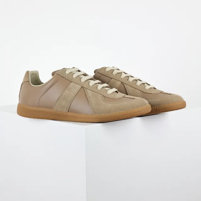 Beige Two-Tone Suede and Leather Lifestyle Sneakers 3