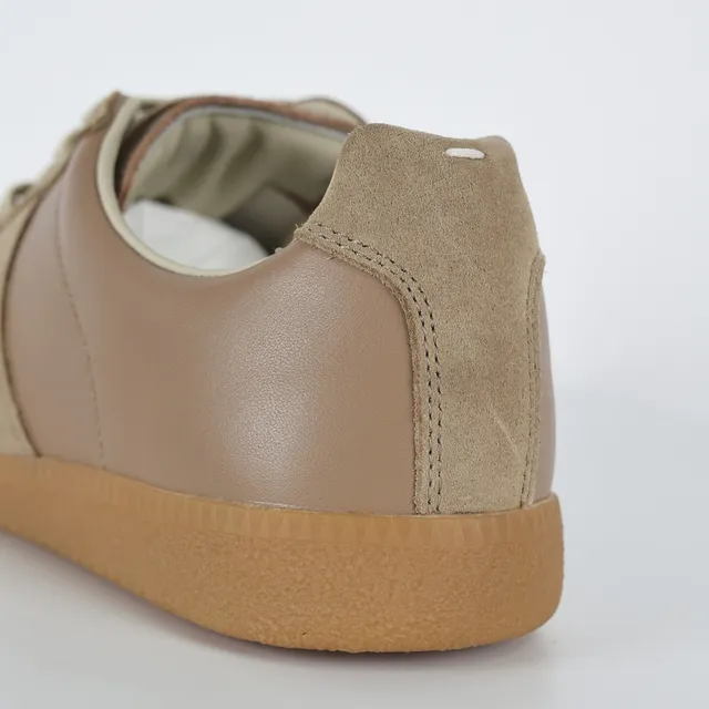 Beige Two-Tone Suede and Leather Lifestyle Sneakers 4