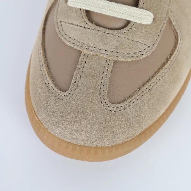 Beige Two-Tone Suede and Leather Lifestyle Sneakers 5
