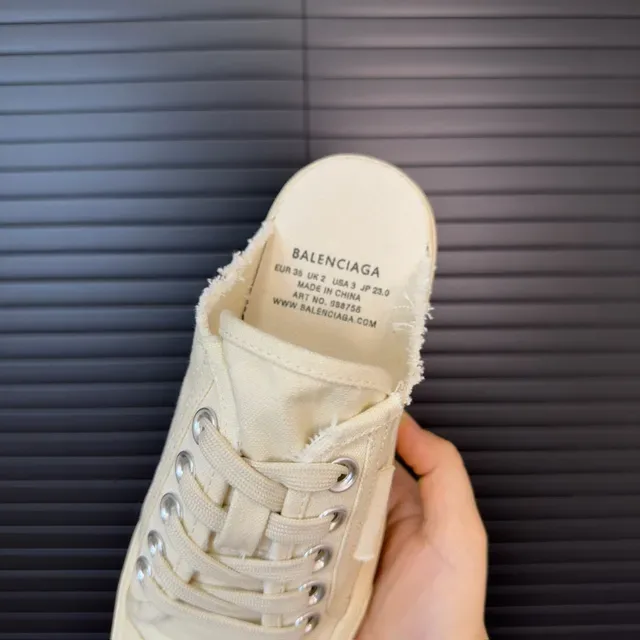Beige Upper Mule-Style Open Back Canvas Shoes 7