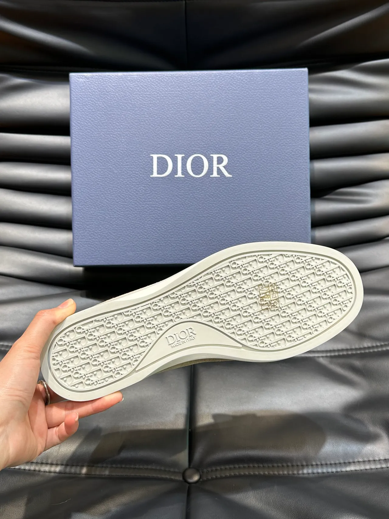Beige White Suede Upper Monogrammed Textile Vamp Loafer 2