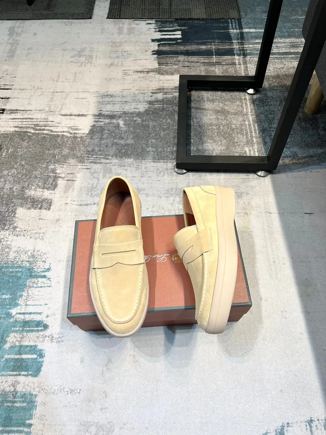 Beige White Suede Upper Penny Strap Loafer 4