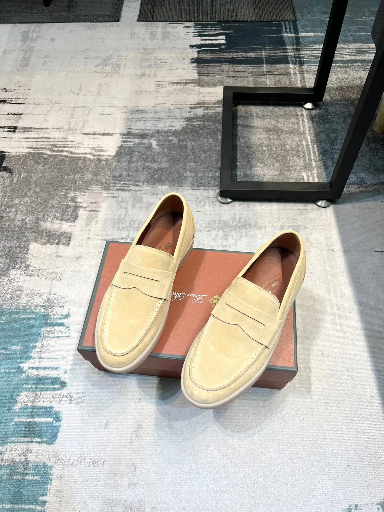 Beige White Suede Upper Penny Strap Loafer 5