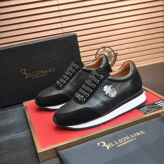 Billionaire Negro Blanco Cuero-Suede Híbrido Superior Contraste Midsole Lifestyle Sneakers