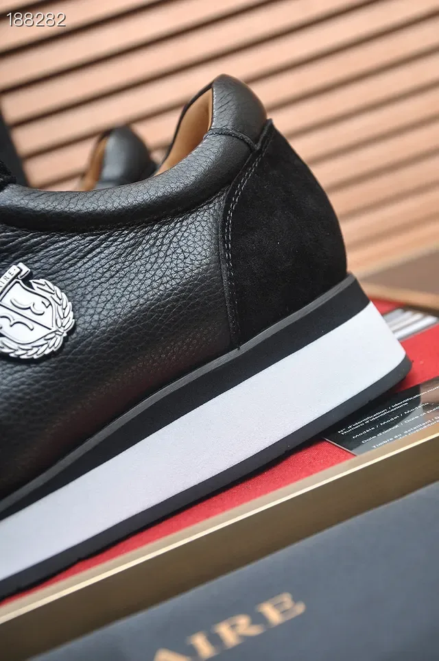 Billionaire Black White Leather-Suede Hybrid Upper Contrast Midsole Lifestyle Sneakers 4
