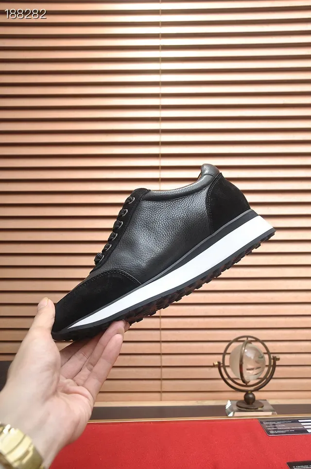 Billionaire Black White Leather-Suede Hybrid Upper Contrast Midsole Lifestyle Sneakers 5