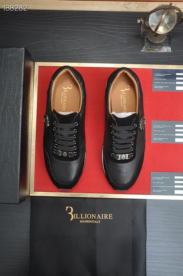 Billionaire Black White Leather-Suede Hybrid Upper Contrast Midsole Lifestyle Sneakers 7