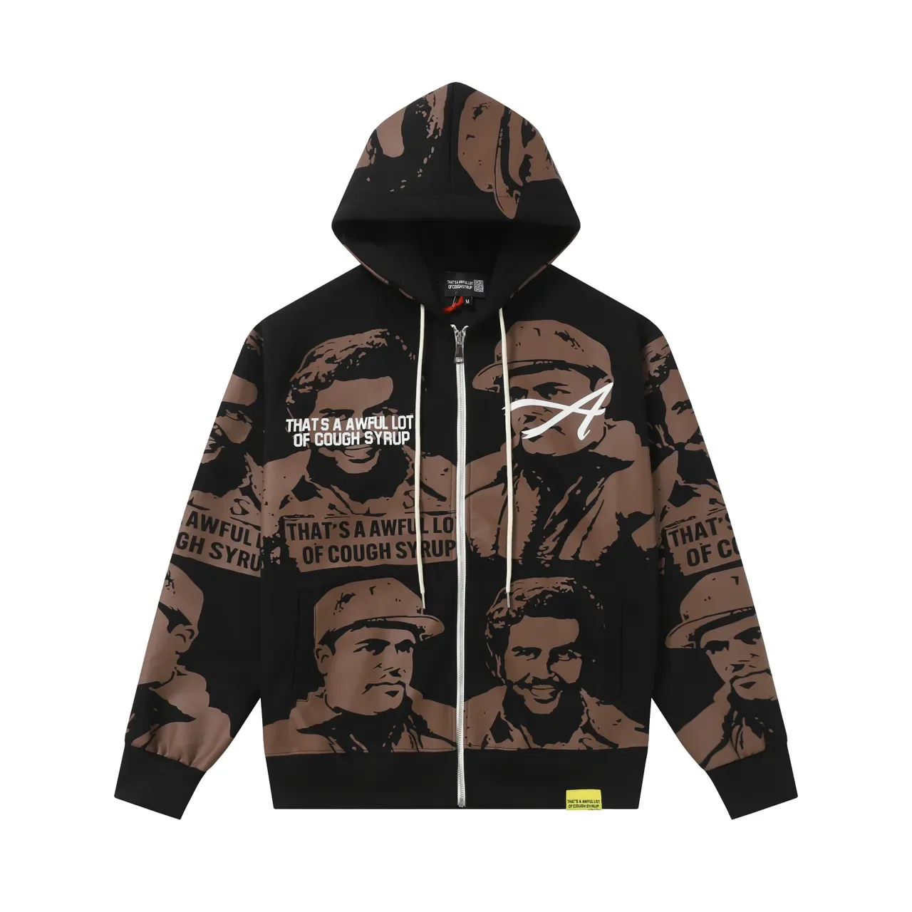 Black and Brown All-Over Print Zip-Front Hoodie and Pants Tracksuit 4