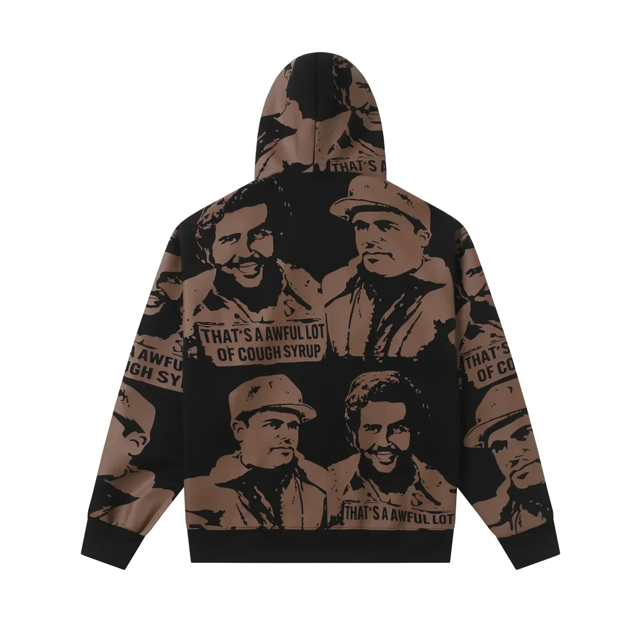 Black and Brown All-Over Print Zip-Front Hoodie and Pants Tracksuit 5