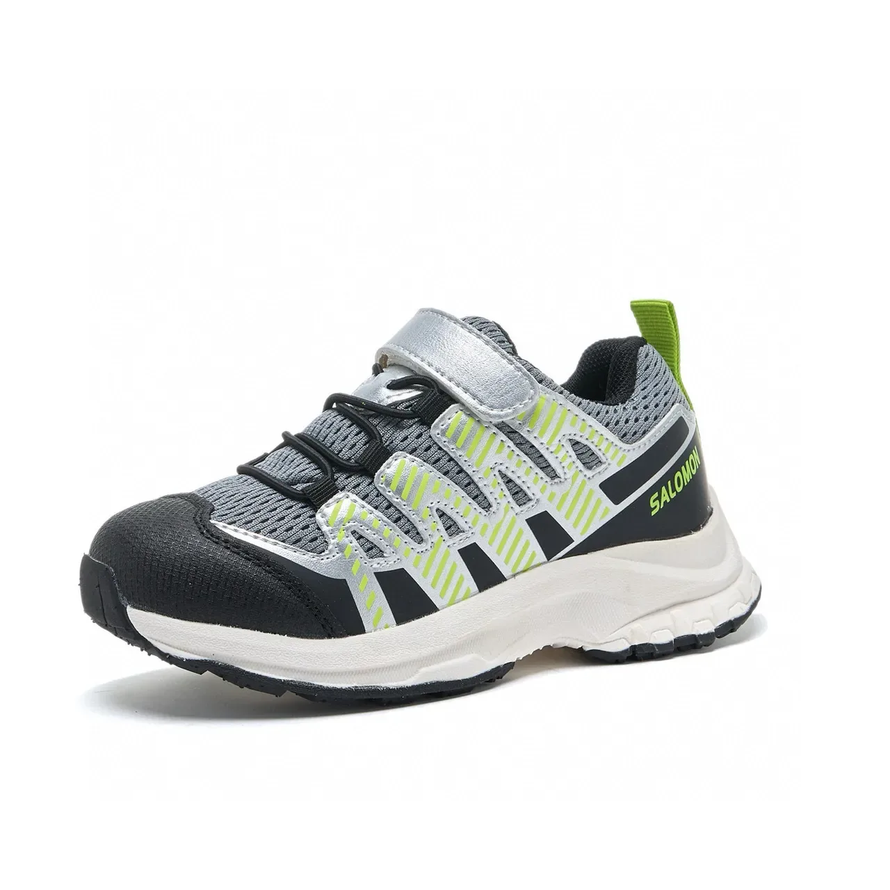 Black and Gray Mesh Overlay Hook-and-Loop Lifestyle Sneakers 5