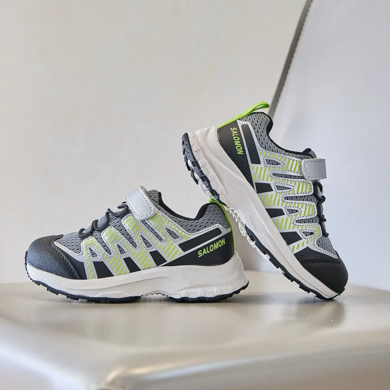 Black and Gray Mesh Overlay Hook-and-Loop Lifestyle Sneakers 6