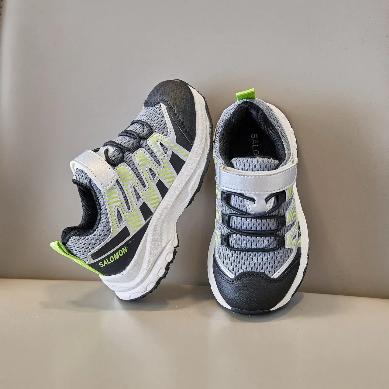 Black and Gray Mesh Overlay Hook-and-Loop Lifestyle Sneakers 10
