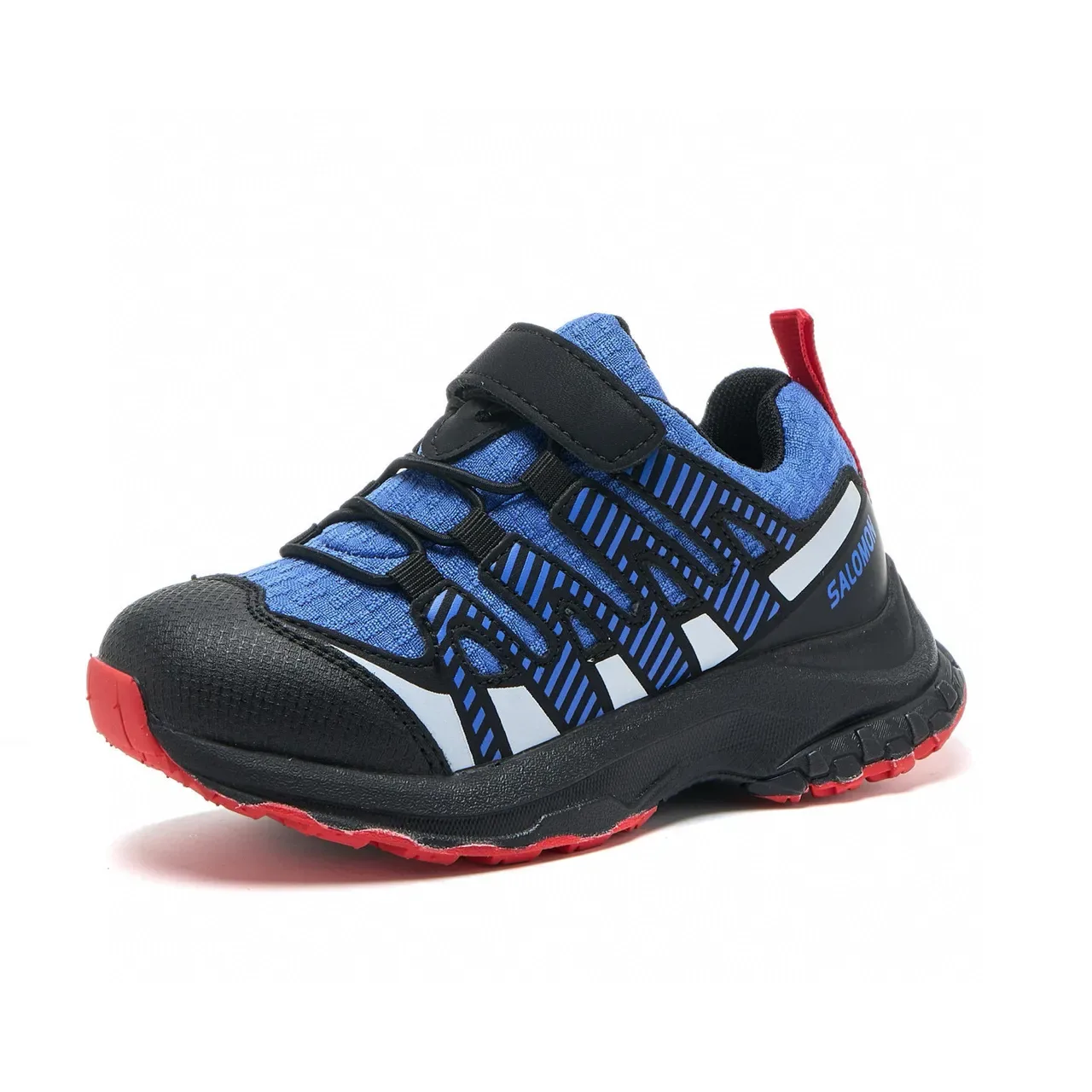 Black and Gray Mesh Overlay Hook-and-Loop Lifestyle Sneakers 11
