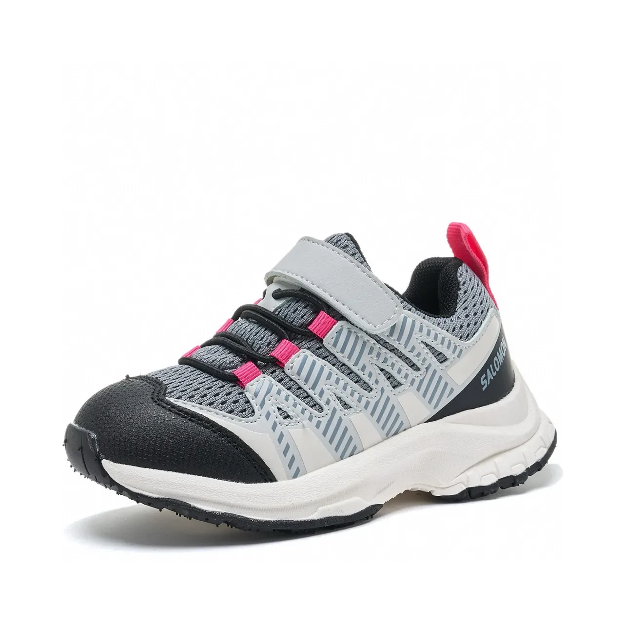 Black and Gray Mesh Overlay Hook-and-Loop Lifestyle Sneakers 18