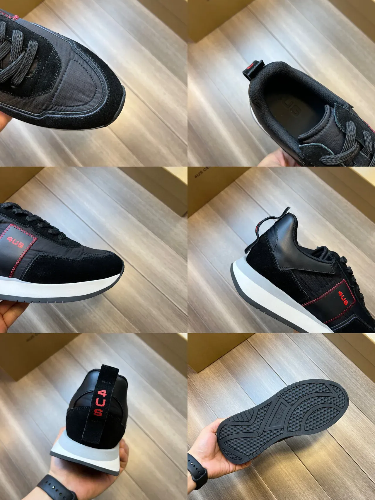 Black and Red Stitched Lifestyle Sneakers 2