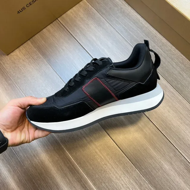Black and Red Stitched Lifestyle Sneakers 3