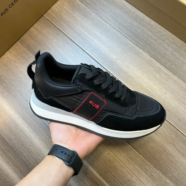 Black and Red Stitched Lifestyle Sneakers 4