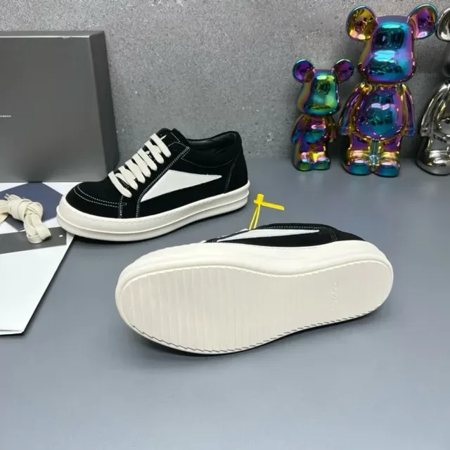 Black and White Geometric Panel Low-Top Sneakers 2
