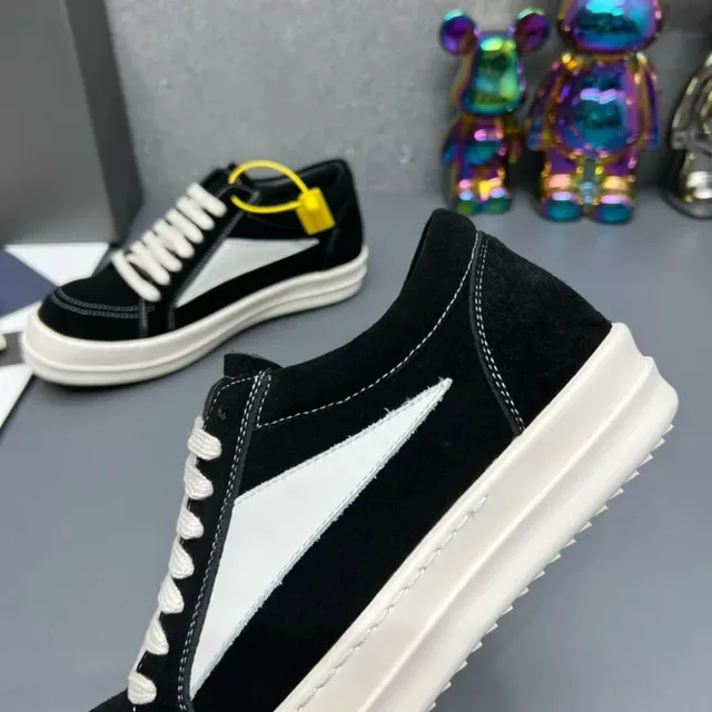 Black and White Geometric Panel Low-Top Sneakers 8