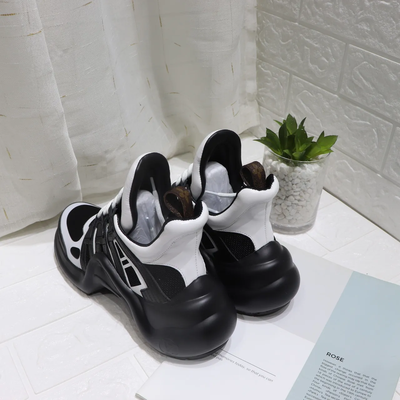 Black and White High-Top Chunky Sneakers 2