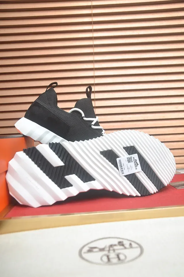 Black and White High-Top Knit-Suede Hybrid Sneaker 3