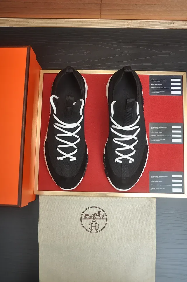 Black and White High-Top Knit-Suede Hybrid Sneaker 5